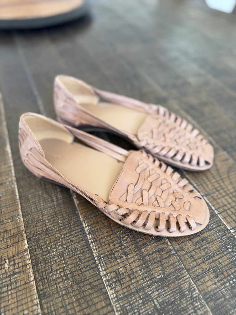 Nisolo Blush Woven Leather Huarache Flats